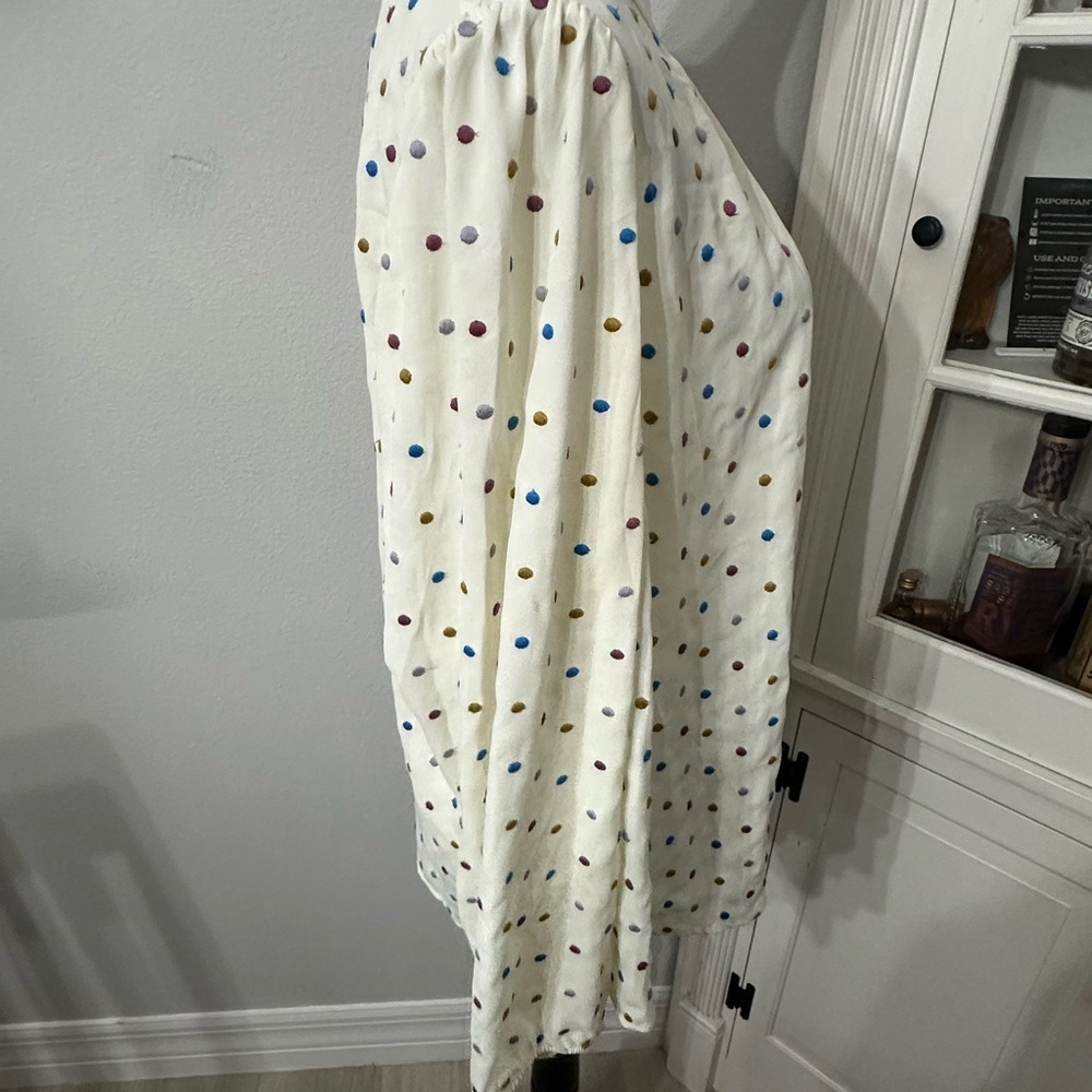 Modcloth Cream Relaxed Pleated Long Sleeve Blouse - Picture 5 of 7